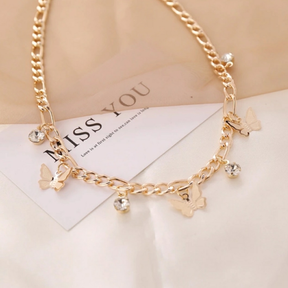 Necklace Jewelry Crystal Butterfly